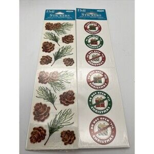 Frances Meyer Set of 2  Stickers Pine Cones and Do Not Open NOS Sealed